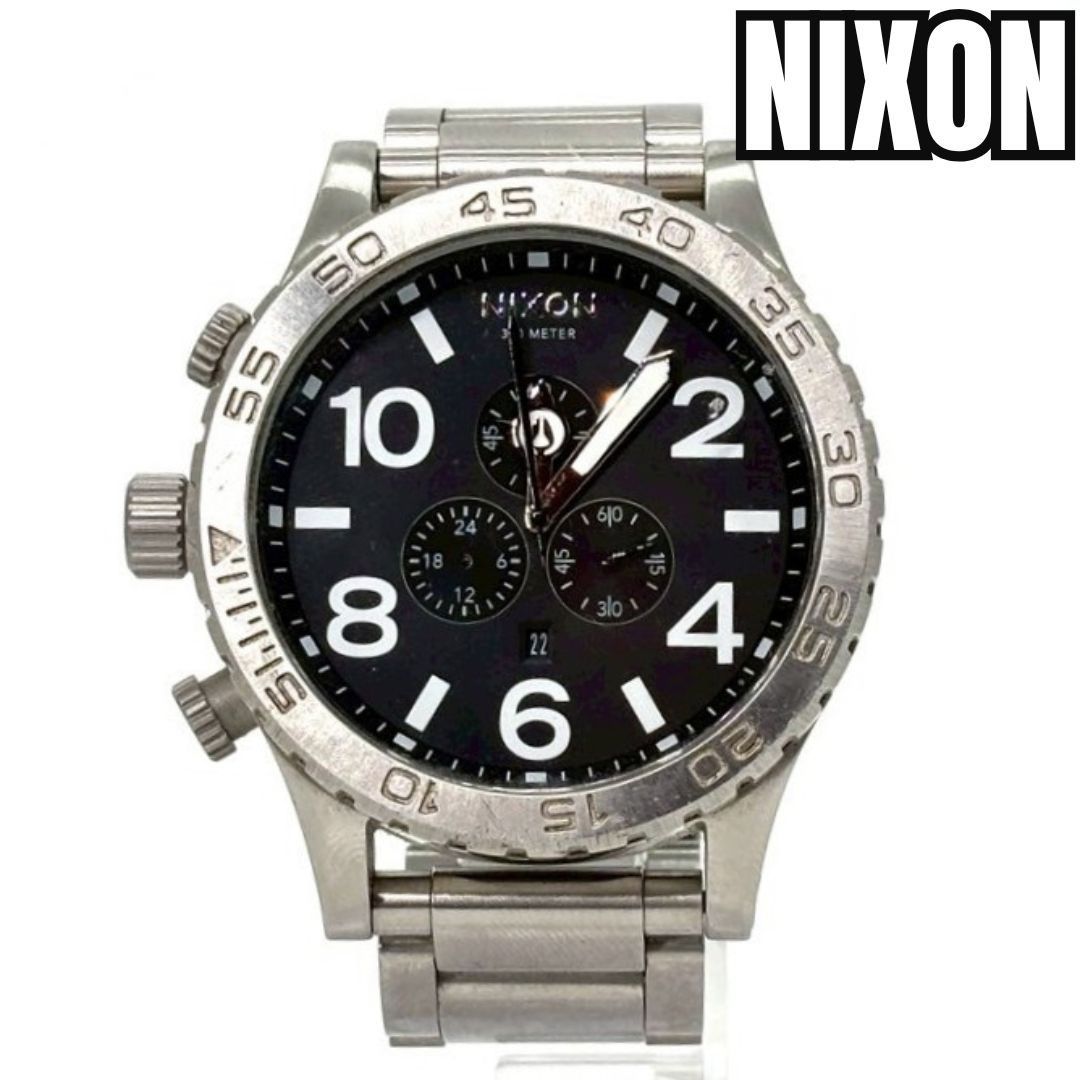 NIXON シルバー ブラック The Descender クォーツ 腕時計 無骨な存在感】 NIXON ニクソン 51-30 クロノグラフ クォーツ