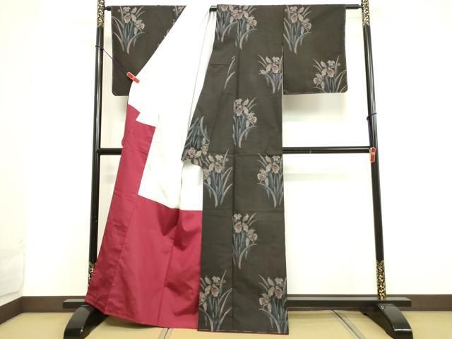 平和屋着物○本場大島紬 7マルキ 草花文 正絹 逸品 未使用 DAAV8588tw  