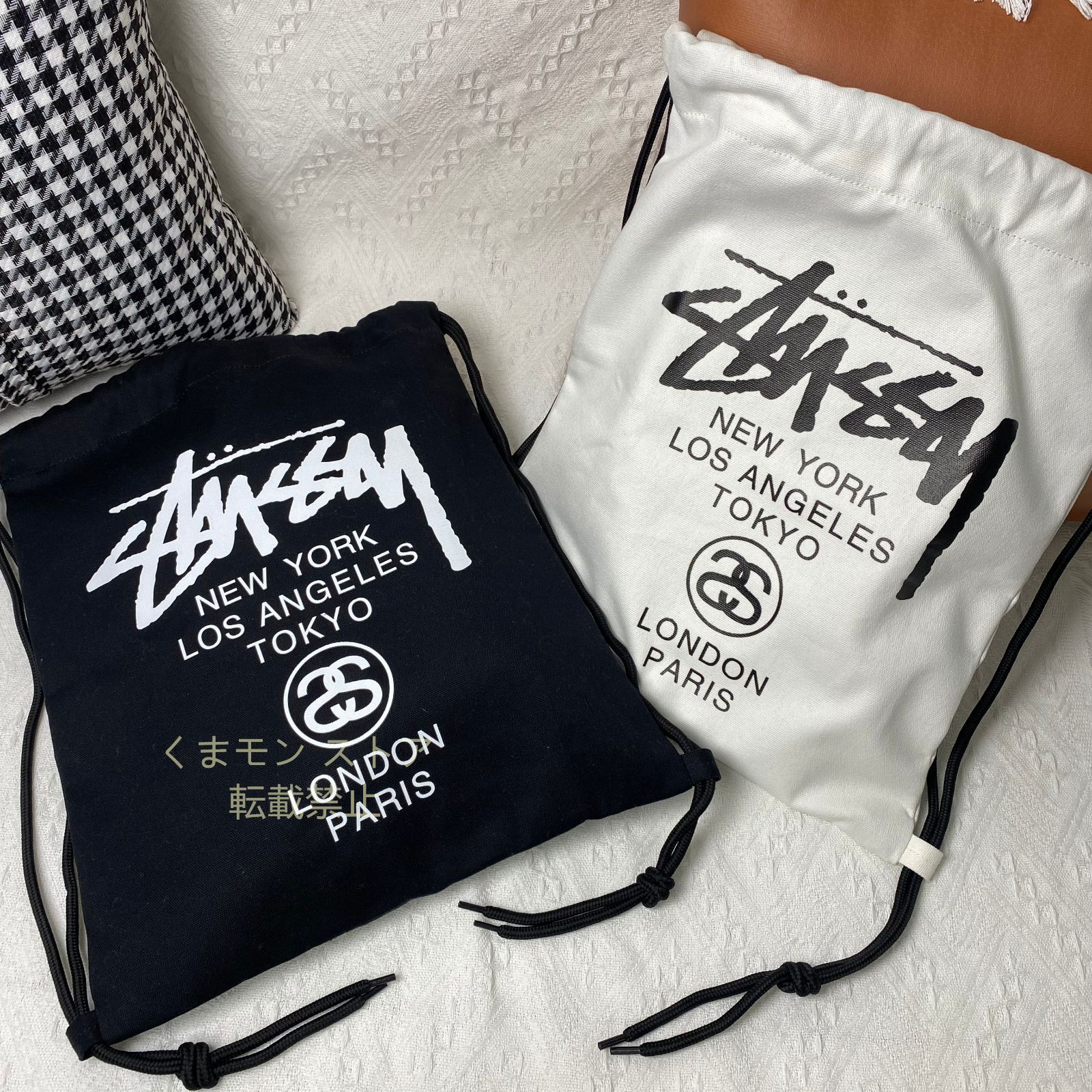 Stussy ロゴ入り エコバッグ アイボリー Stussy ロゴ入り エコバッグ アイボリー AUS発[STUSSY]♢ロゴ
