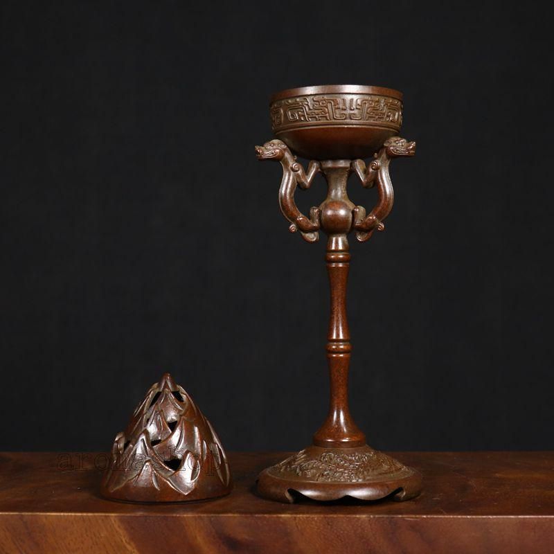 銅製 香炉 龍鳳博山香り炉 檀香炉 茶道具 香道具 装飾品 工芸品