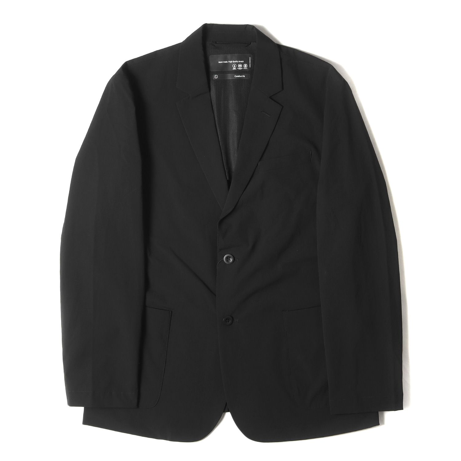 新品 URBAN RESEARCH アーバンリサーチ ジャケット サイズ:L ストレッチ コットン ナイロン 2B テーラードジャケット COMFORT STRETCH JKT アンコン オフィカジ ビジカジ ブラック 黒 アウター ブレザー