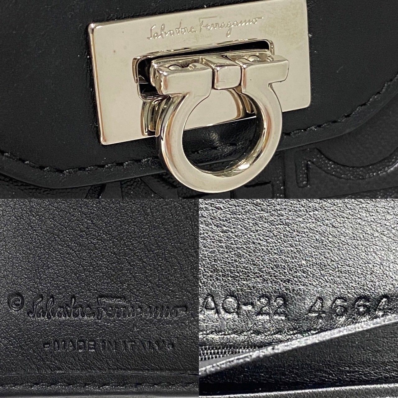 ほぼ未使用 Salvatore Ferragamo サルヴァトーレフェラガモ ガンチーニ 