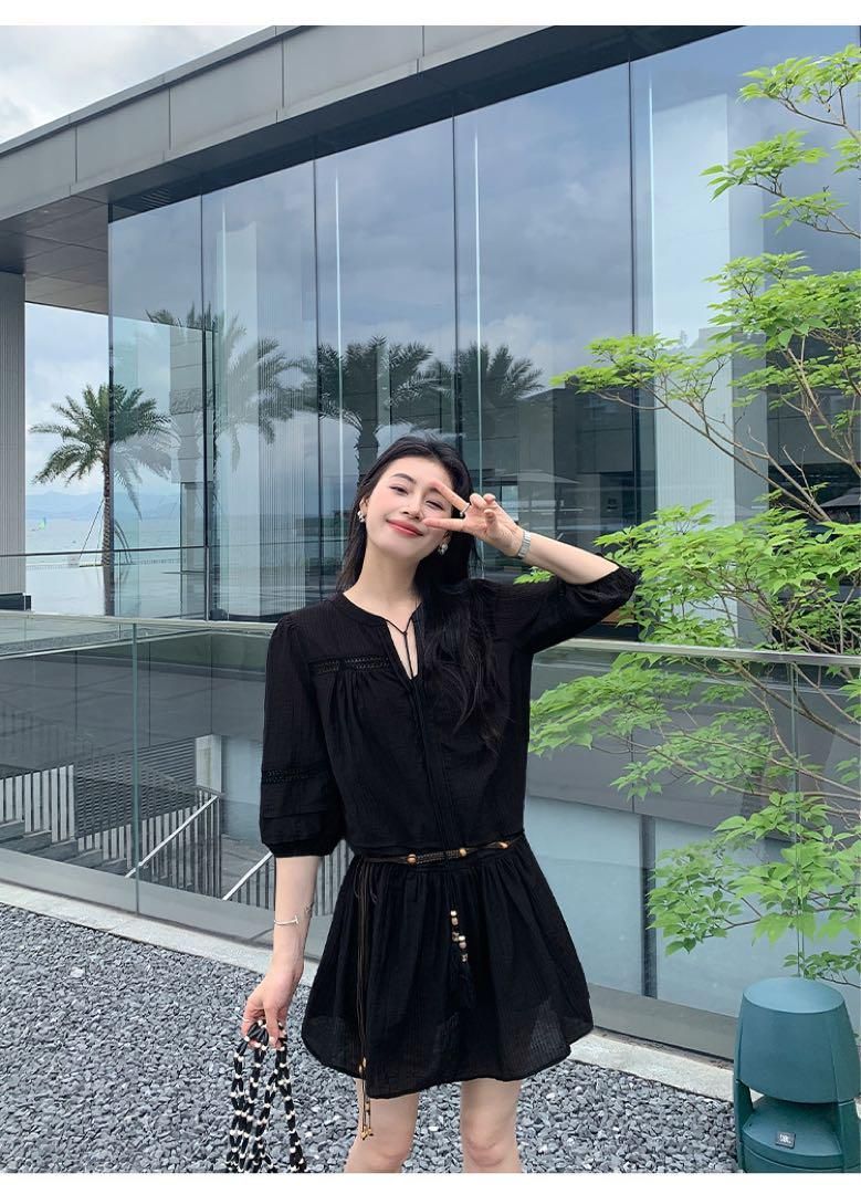 ホワイトVネックツーピース 春夏ミニワンピ女子会デート用