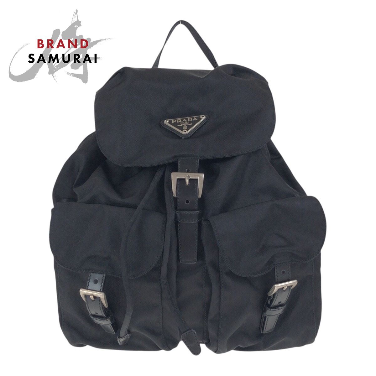 プラダ PRADA リュック テスート ナイロン ブラック 三角プレート 美品 極美品】PRADA プラダ テスートナイロン リュック 三角プレート