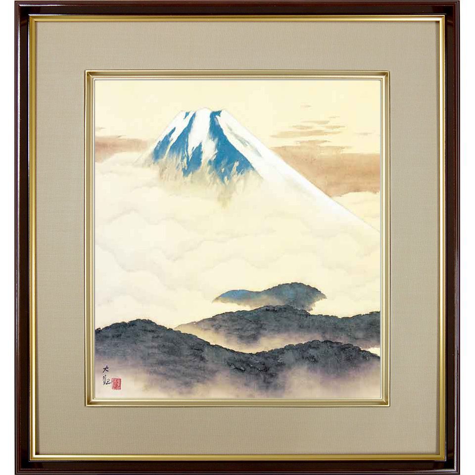 横山大観「霊峰不二」名画 複製色紙額 特殊工芸画 額入り 風景画 名作