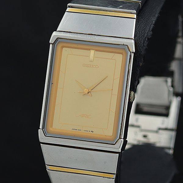 稼働 良品 セイコー ARC 1221-5740 QZ ゴールド文字盤 メンズ