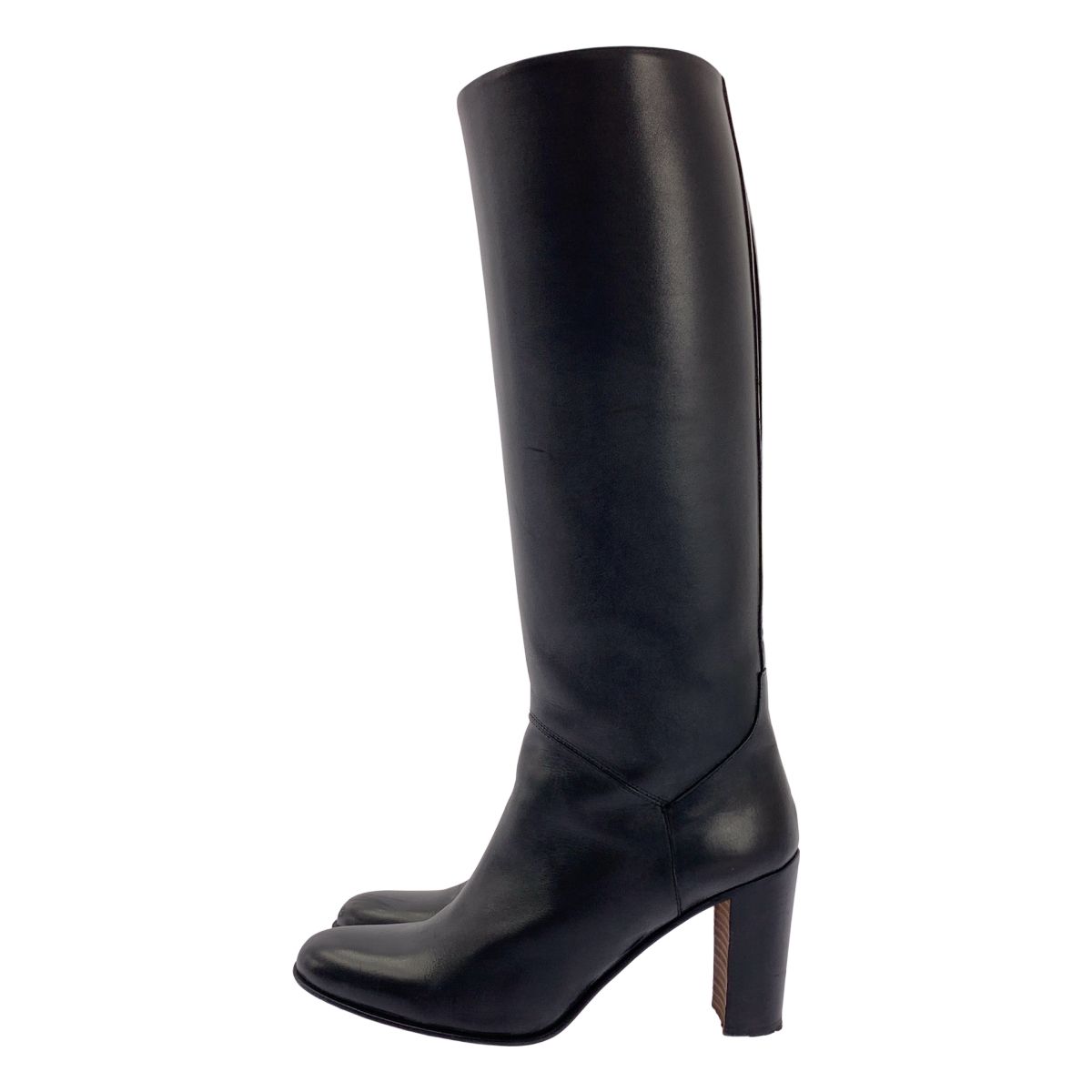 HERMES エルメス DAPHNE レザー ロングブーツ 37 1 2 ブラック レディース