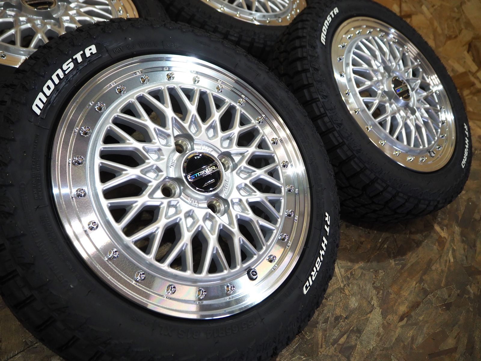 ☆新品☆軽トラ 軽バン 4X4カスタム STEINER FTX シルバー メッシュ 14inch 4.5J+45 4H100 MONSTA R/T  155/65R14 ホワイトレター ハイゼット ジャンボ キャリィ N-VAN - メルカリ