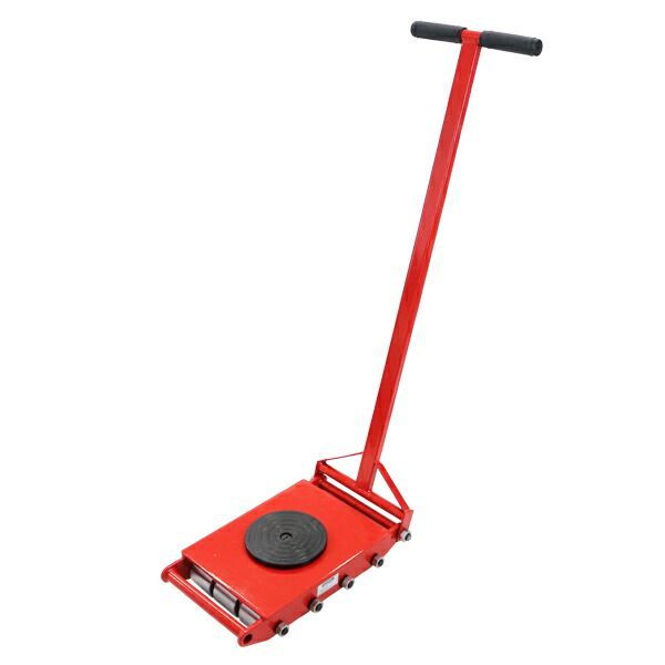 マシンローラー 耐荷重約18t スチール製ホイール ハンドル付き 360 ターンテーブル 回転台 運搬ローラー 運搬マシンローラー 重量物 低床 ポーター 赤 コロ車 スチールローラー 搬入 搬出 運