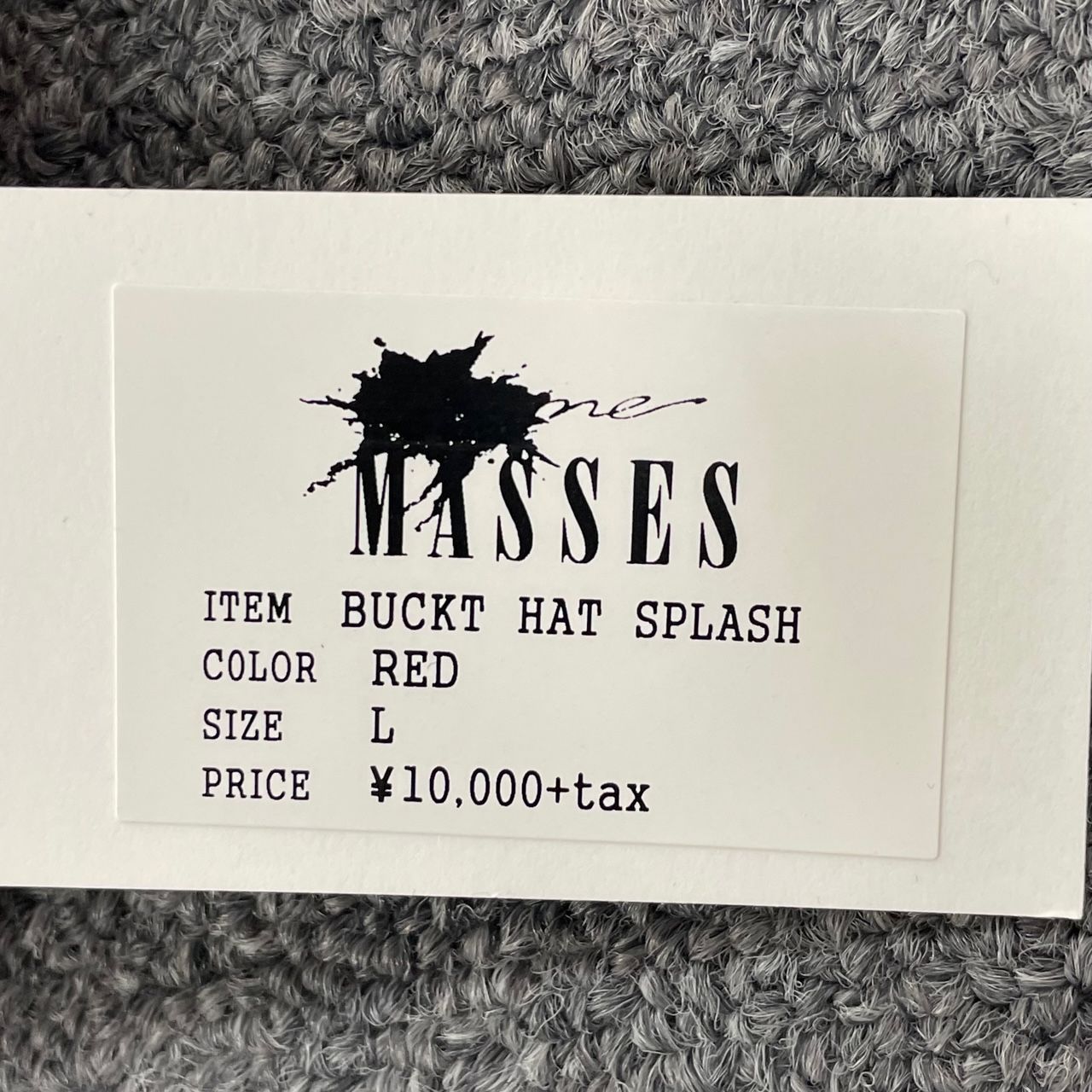 定価11000円 新品 MASSES BUCKET HAT SPLASH スプラッシュ バケット