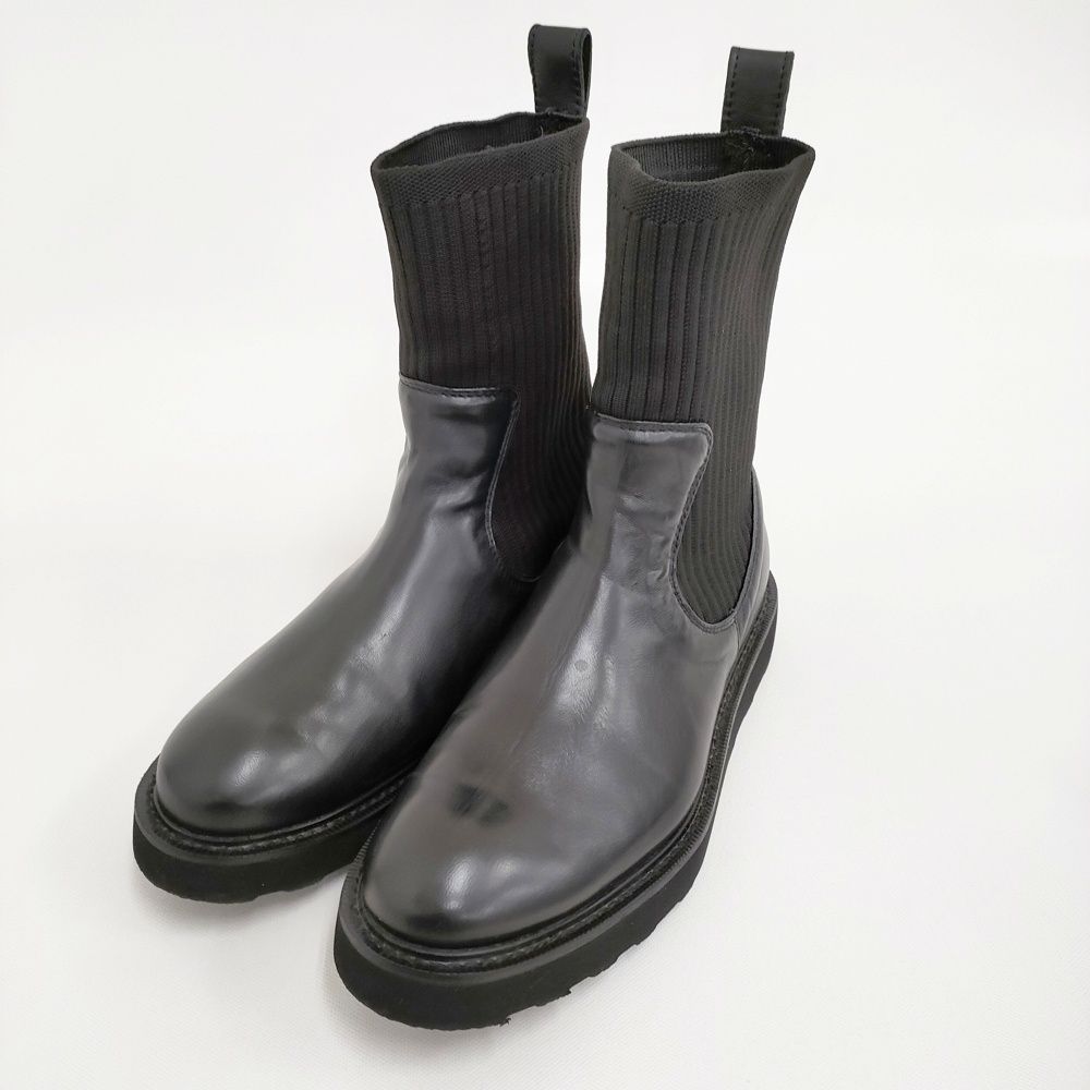 CAMINANDO BEAMS別注ニットカフアンクルブーツ サイズ7 定価37400円 ブーツ 24AW ブラック レディース カミナンド 5-1011T♪