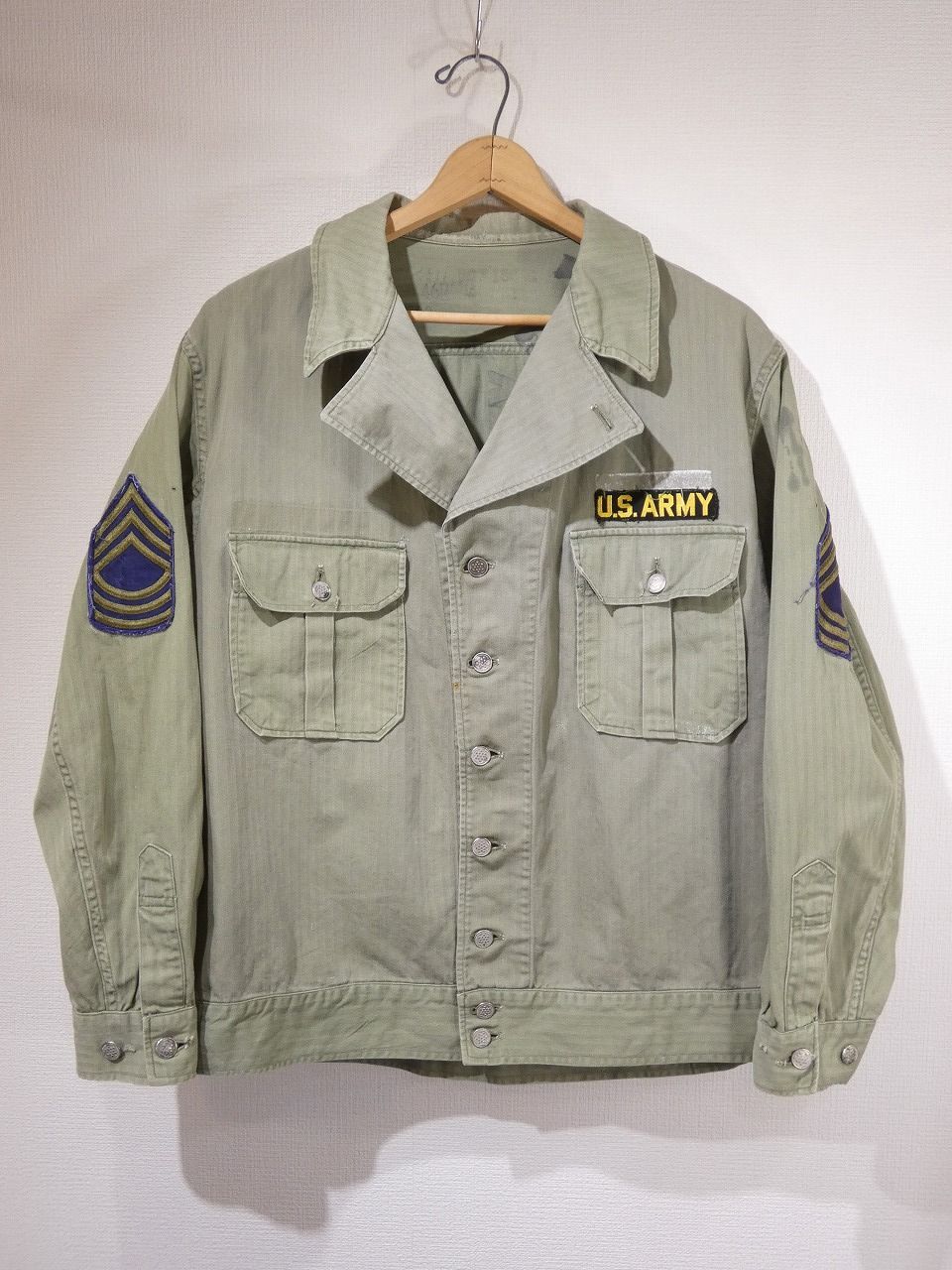 WW2 大戦 40s ビンテージ US ARMY M-41 M-42 TWO-TONE HBT ツートン ヘリンボーン ツイル ユーティリティ ジャケット 46R USMC USN 30s 50s