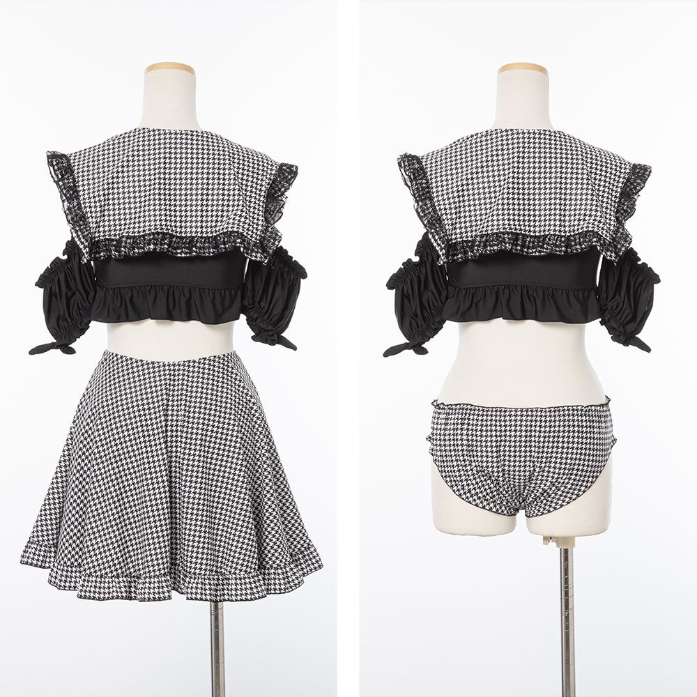 夢展望公式 [新品未使用] ハートフリルセーラー水着 [サックスブルー