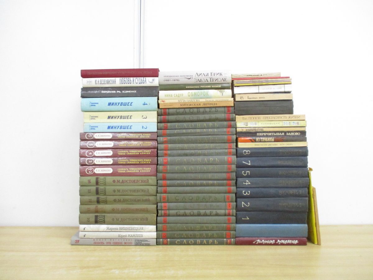 02)【同梱不可】文学・辞書などロシア語洋書 まとめ売り約65冊大量セット/本/インテリア/ディスプレイ/辞典/文芸/民族/方言/過去/B