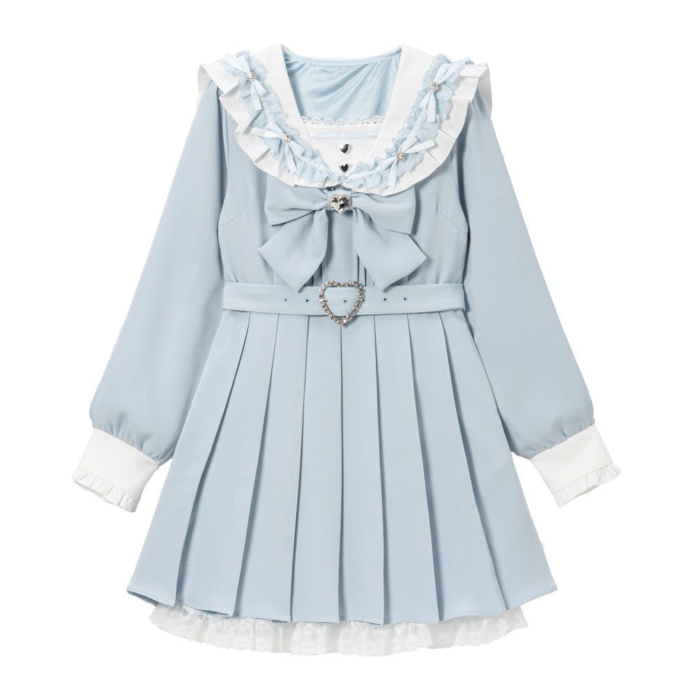 夢展望公式 [新品未使用] セーラービジューレースフリルワンピ