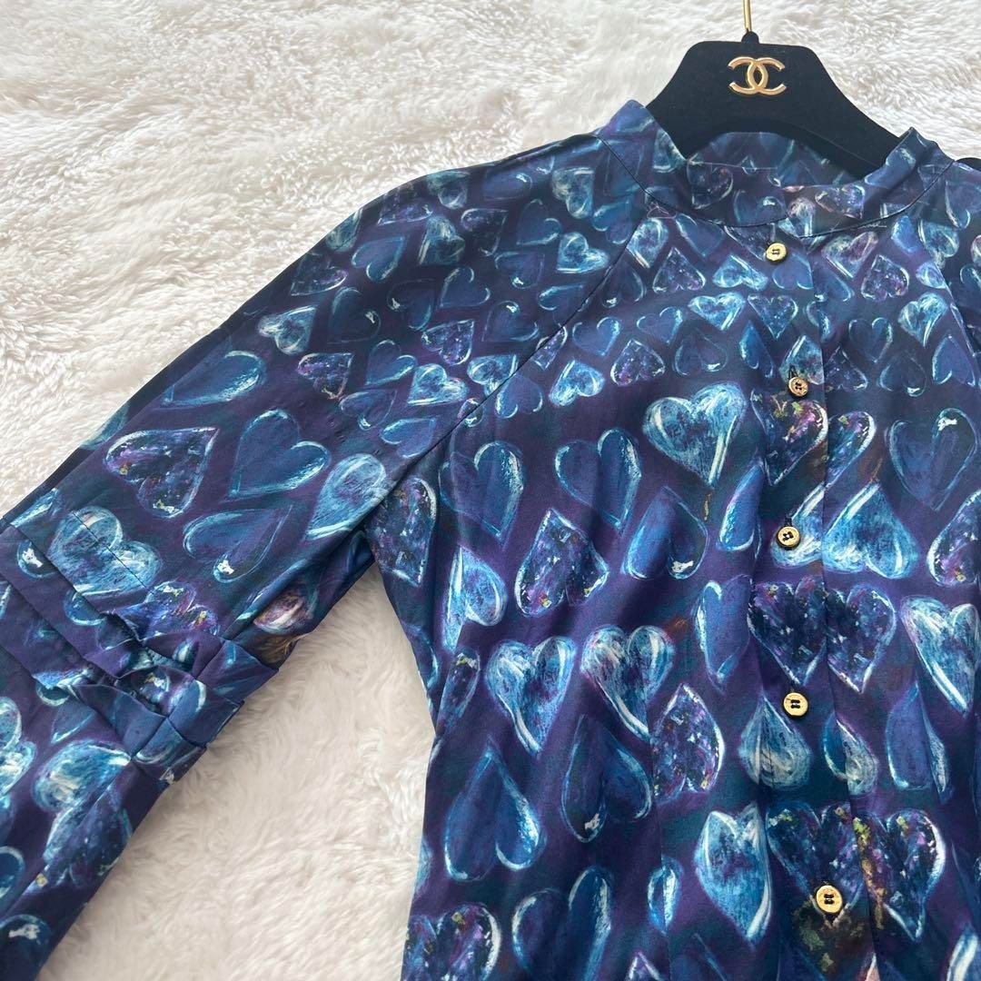 Roberto Cavalli 総柄 シルクブラウス シャツ ロゴ入り Mサイズ