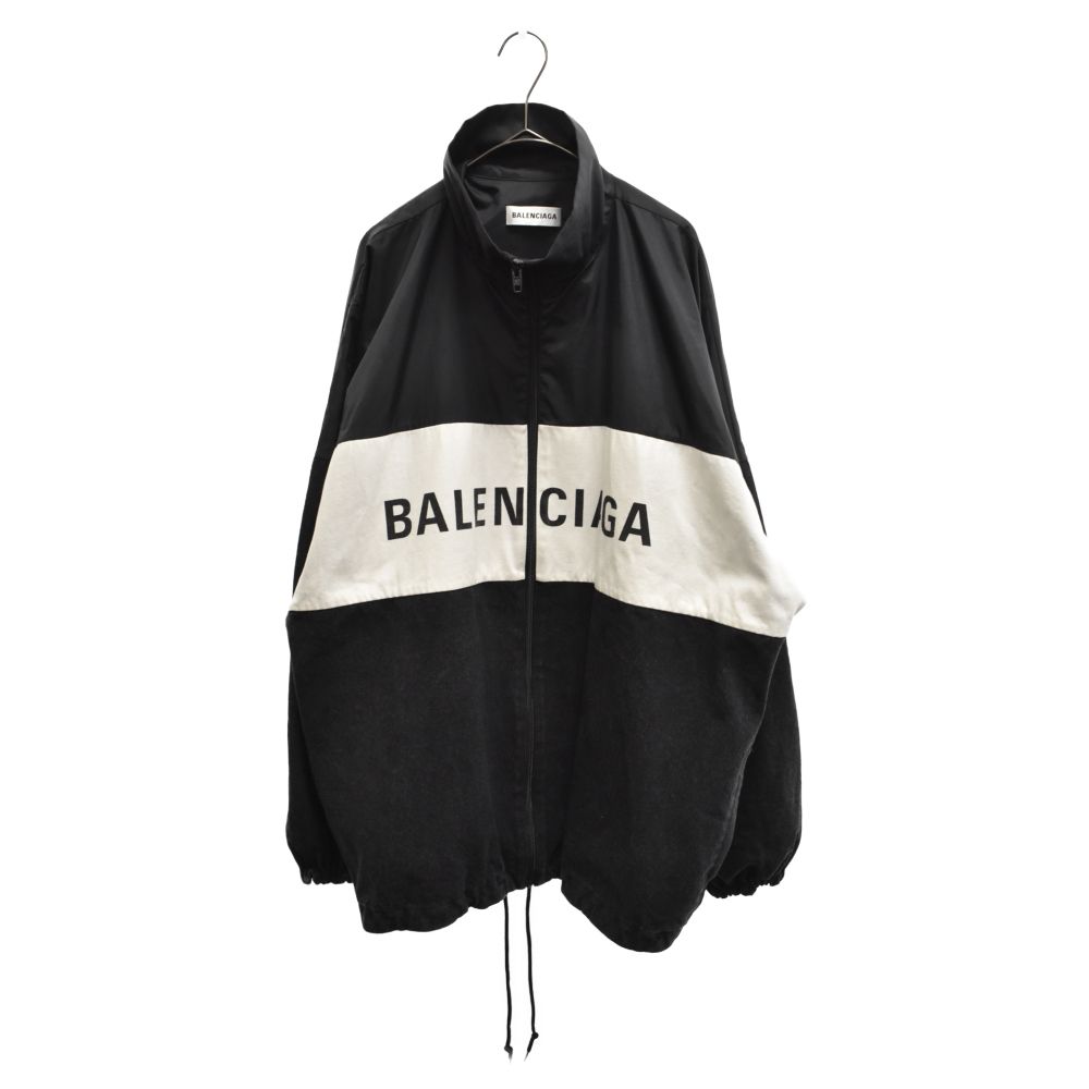 BALENCIAGA (バレンシアガ) 18AW Nylon Logo Denim Jacket 529213 TBQ03  ロゴプリントナイロン切替デニムジャケット ブラック