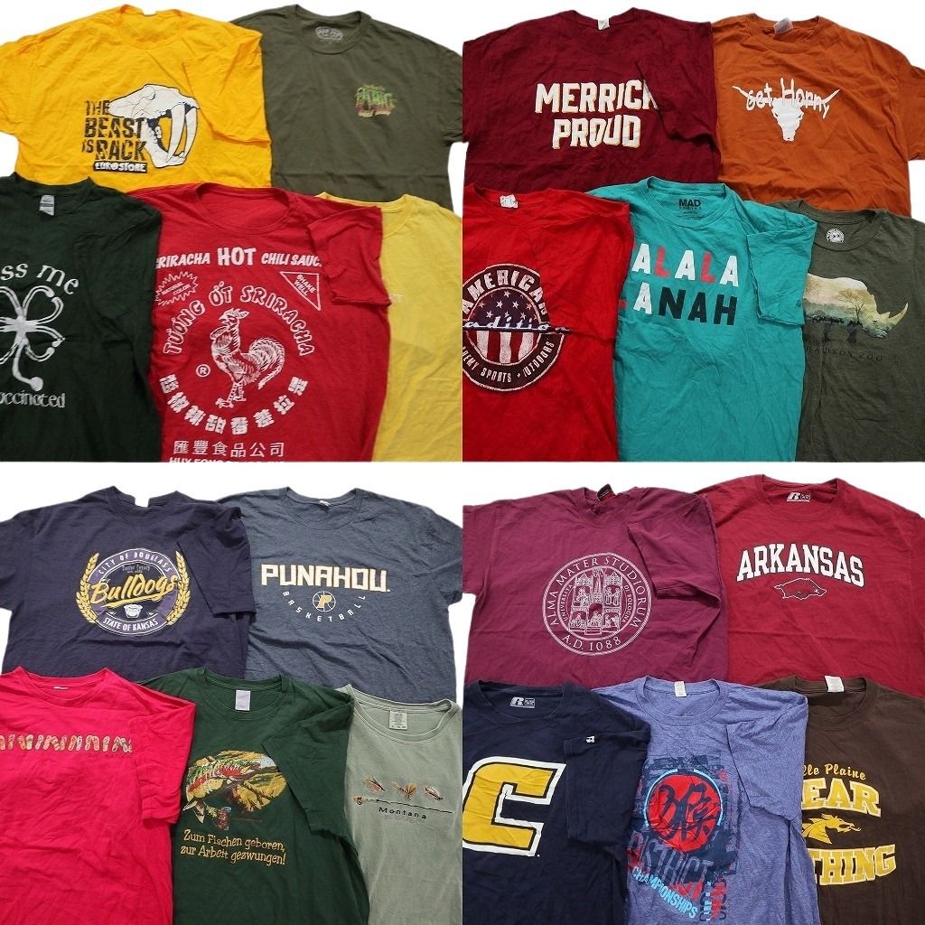 古着卸 mix プリント 半袖Tシャツ 20枚セット メンズ XL ワンポイント チームロゴ 英文字プリント 古着 NA0204