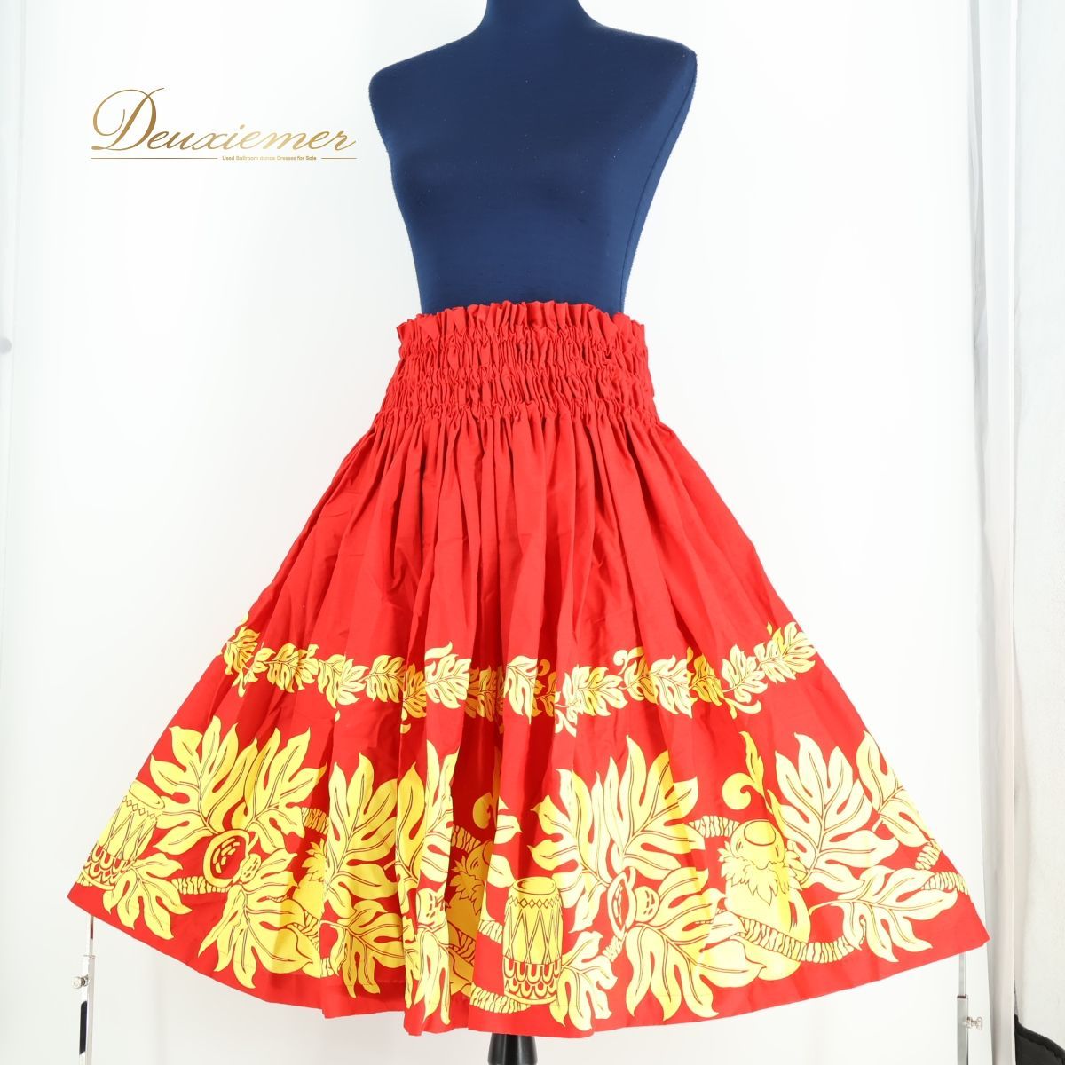 ハンドメイド　パウスカート　赤　古典柄　フラダンス 日本製 フラダンス衣装】レッド系 パウスカートショップ