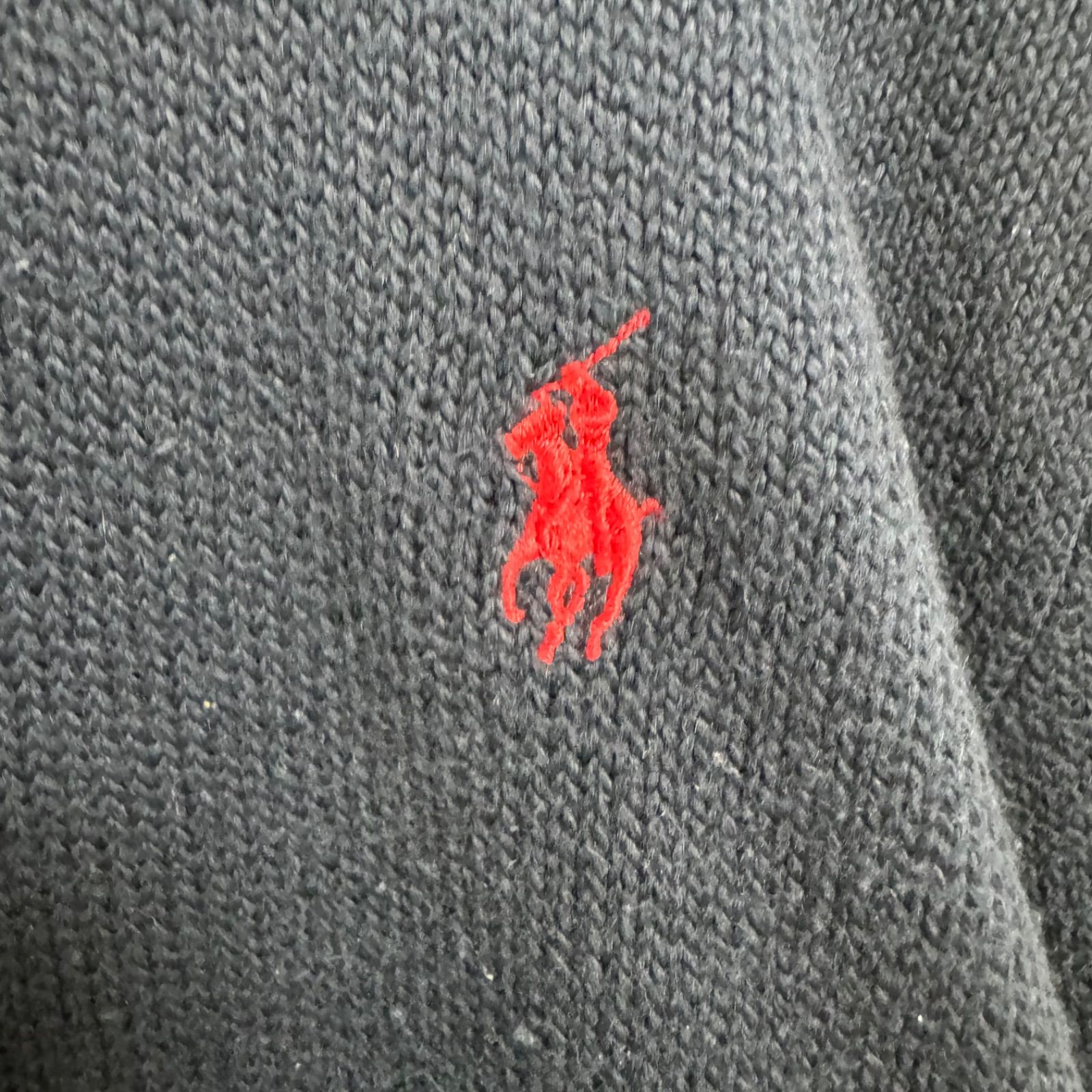 vintage Polo by RALPH LAUREN ハーフジップニット ネイビー ワンポイント 刺繍ロゴ M(大きめ)古着 アメカジ ポロラルフローレン  ゆるだぼ コットンニット - メルカリ