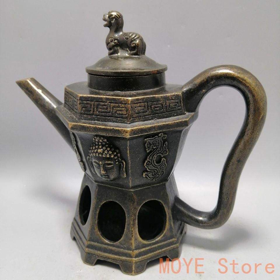 銅器  仏頭八角  徳利  急須   装飾品 現代工芸品美術品 置物zw0829