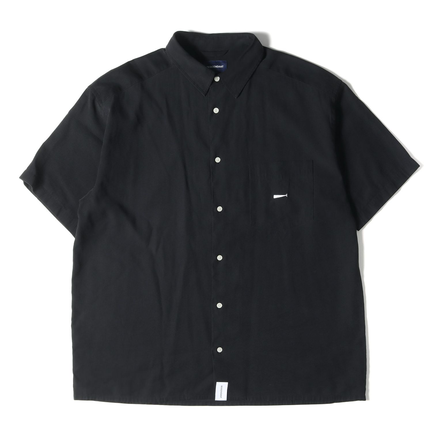 DESCENDANT ディセンダント シャツ サイズ:3 20SS ワンポイント刺繍 レーヨン 半袖 シャツ KENNEDYS RAYON SS  SHIRT STANDARD ブラック 黒 トップス カジュアルシャツ ブランド