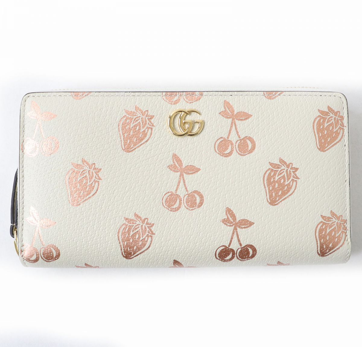 未使用△GUCCI グッチ 456117 GGマーモント ベリー ラウンドジップ