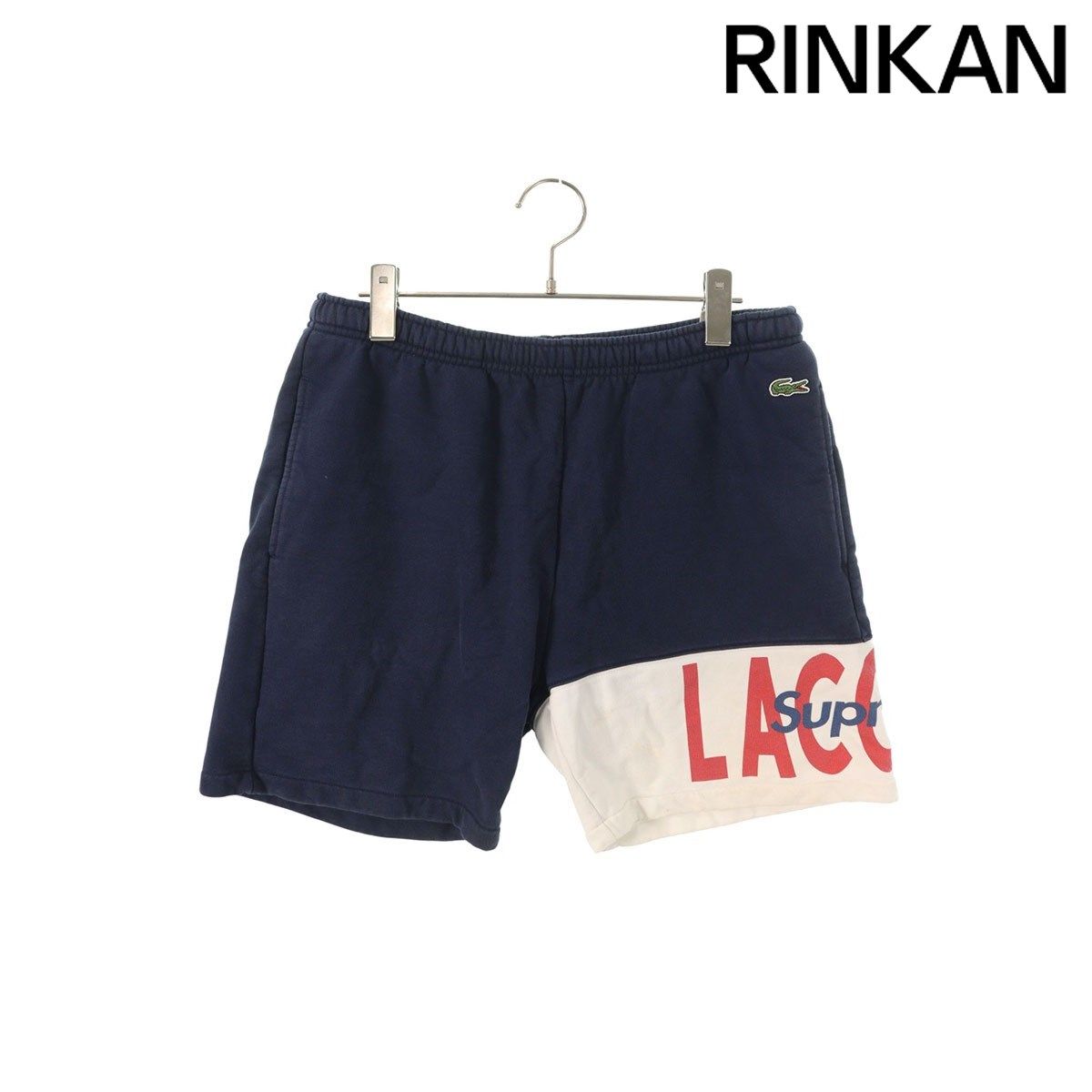 シュプリーム ×ラコステ Lacoste 19AW Logo Panel Sweatshort ロゴプリントハーフパンツ メンズ S
