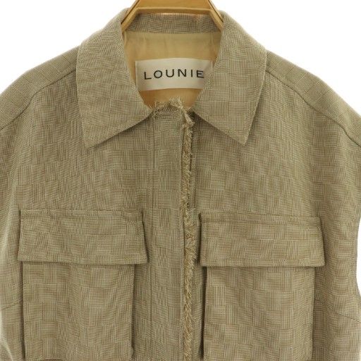  ルーニィ LOUNIE フリンジチェックジレ 38 ベージュ MY OS ベスト ジレ ビスチェ トップス