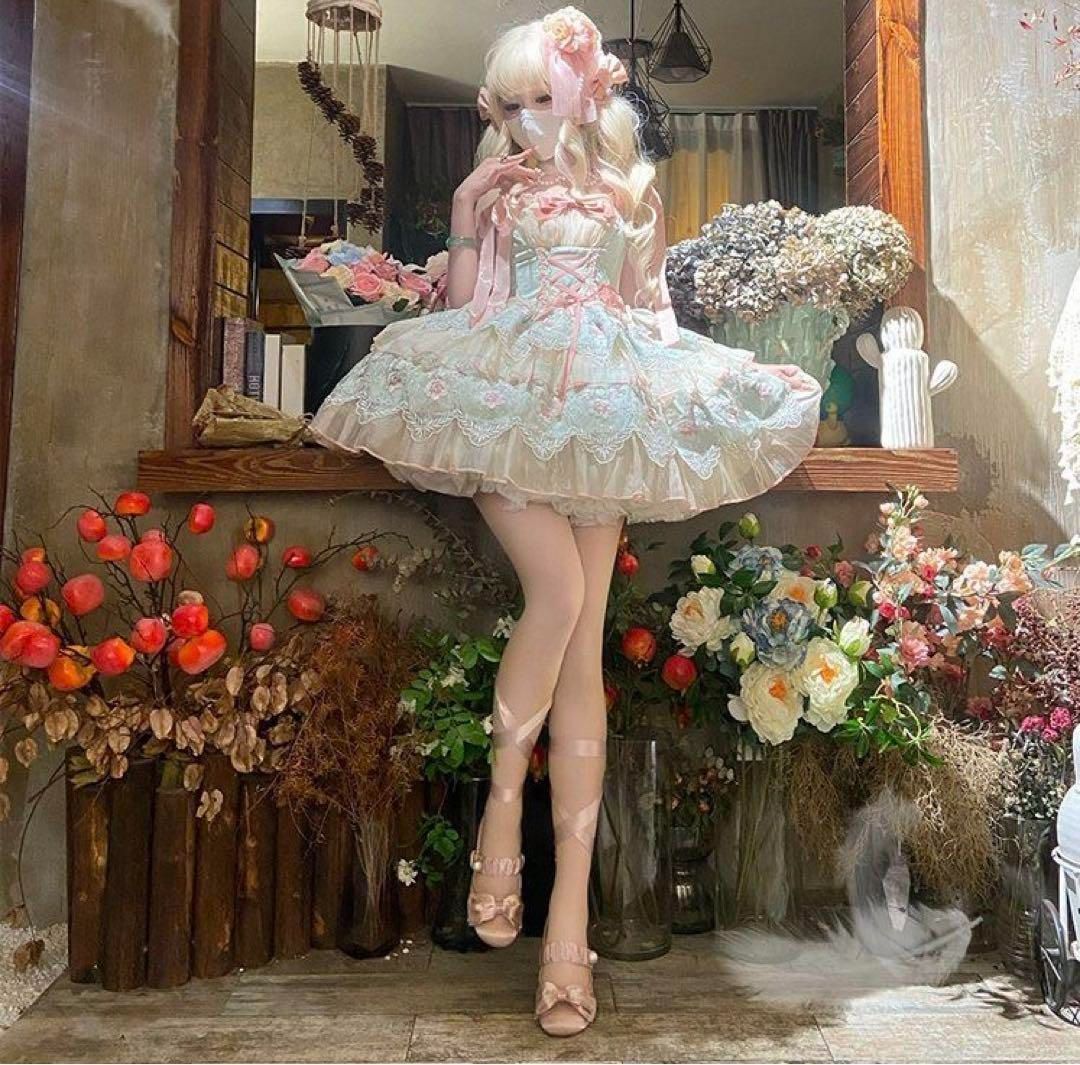 ロリータ JSK ゴスロリドレス 花嫁風洋服宮殿風 森ガール 姫様