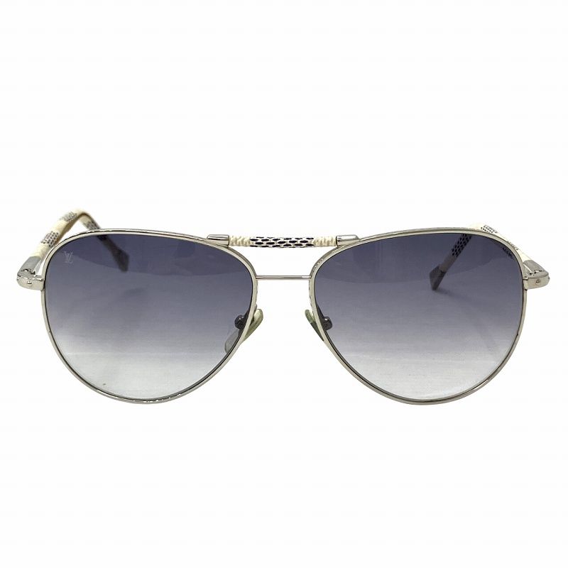 ルイヴィトン LOUIS VUITTON コンスピラシオンパイロット サングラス アイウェア ダミエ ティアドロップ Z0203U 58□15 シルバー 白 |VU□ 0424