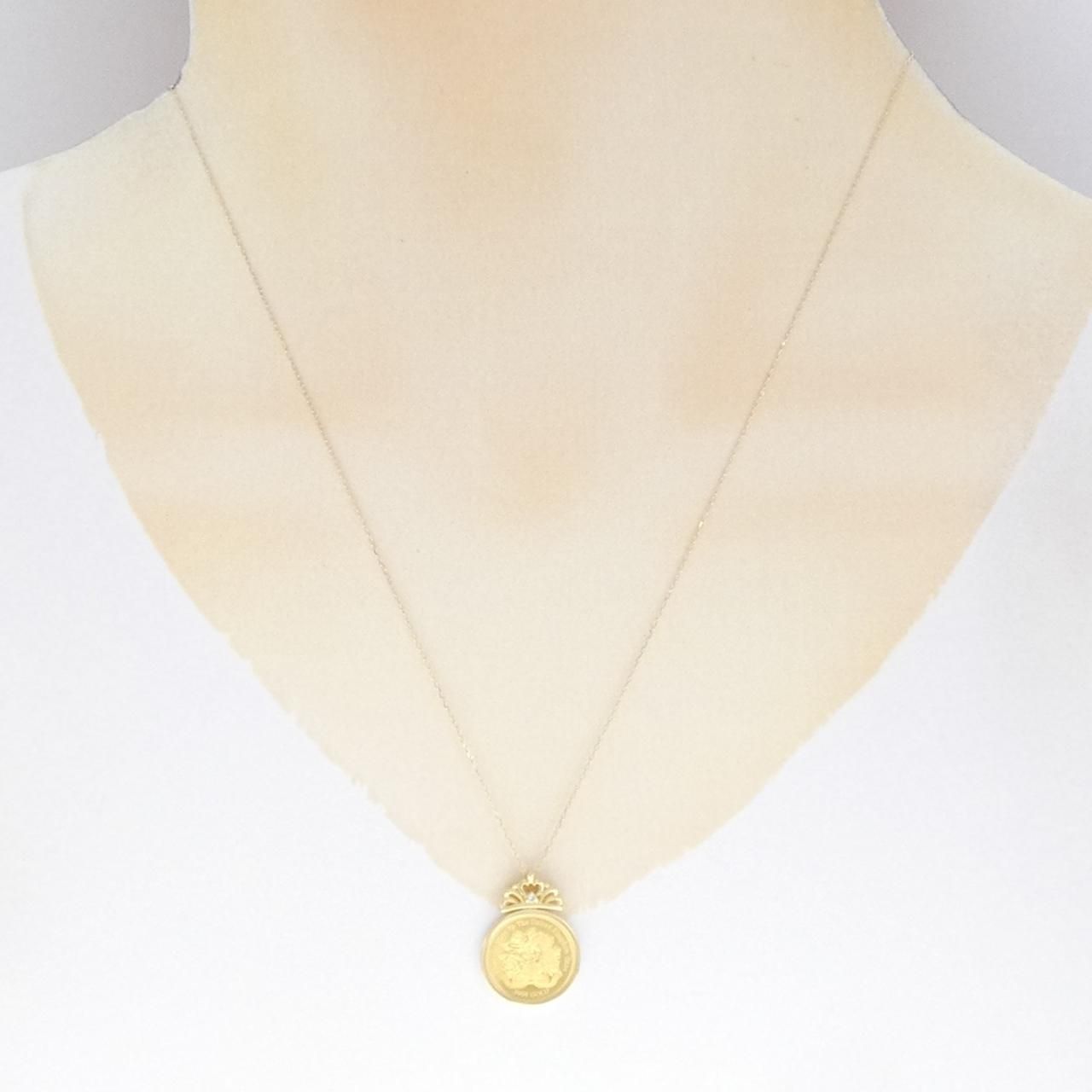 K18YG(枠) ダイヤモンド コイン ネックレス 0.01CT - メルカリ