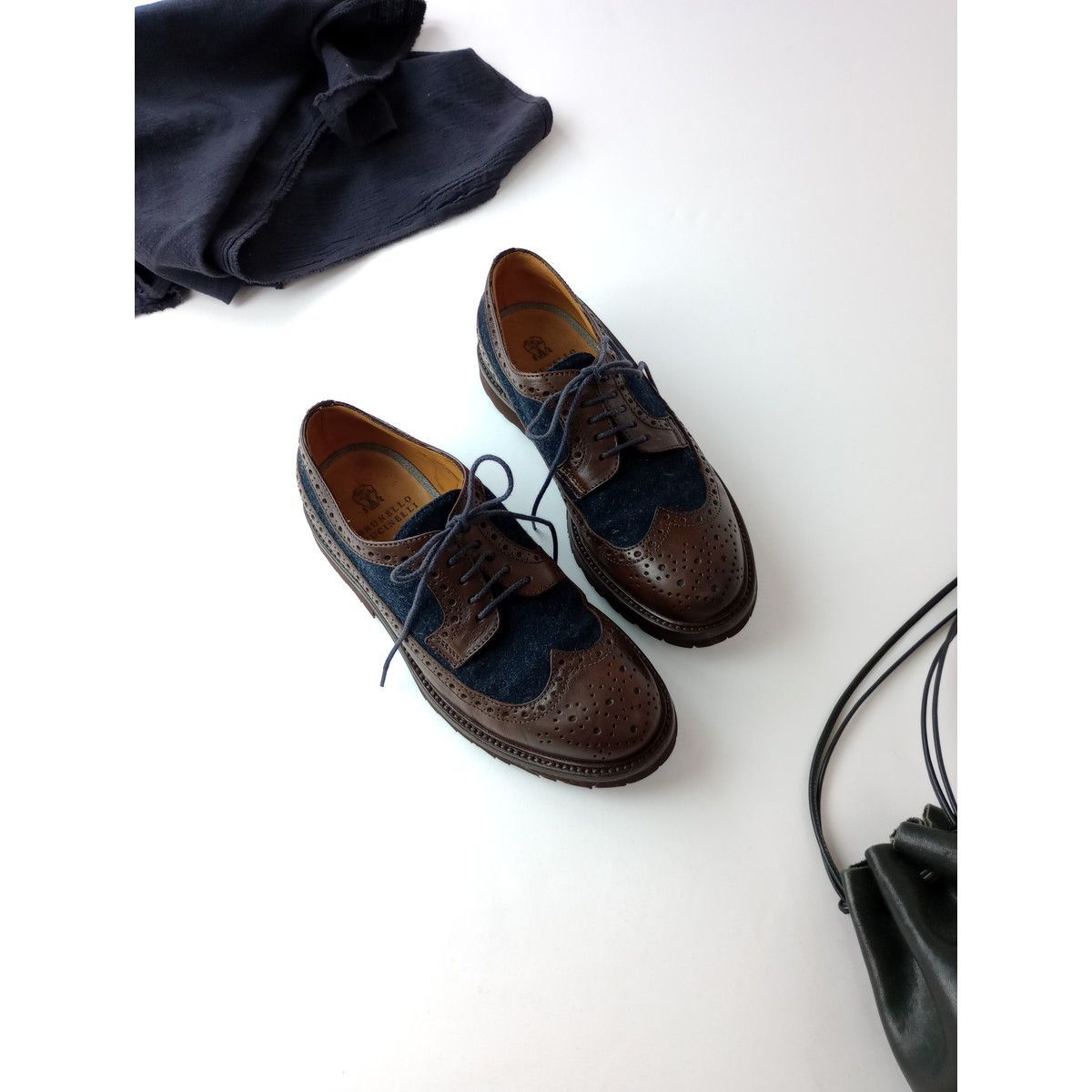 BRUNELLO CUCINELLI ブルネロクチネリ ウール レザー ウイング