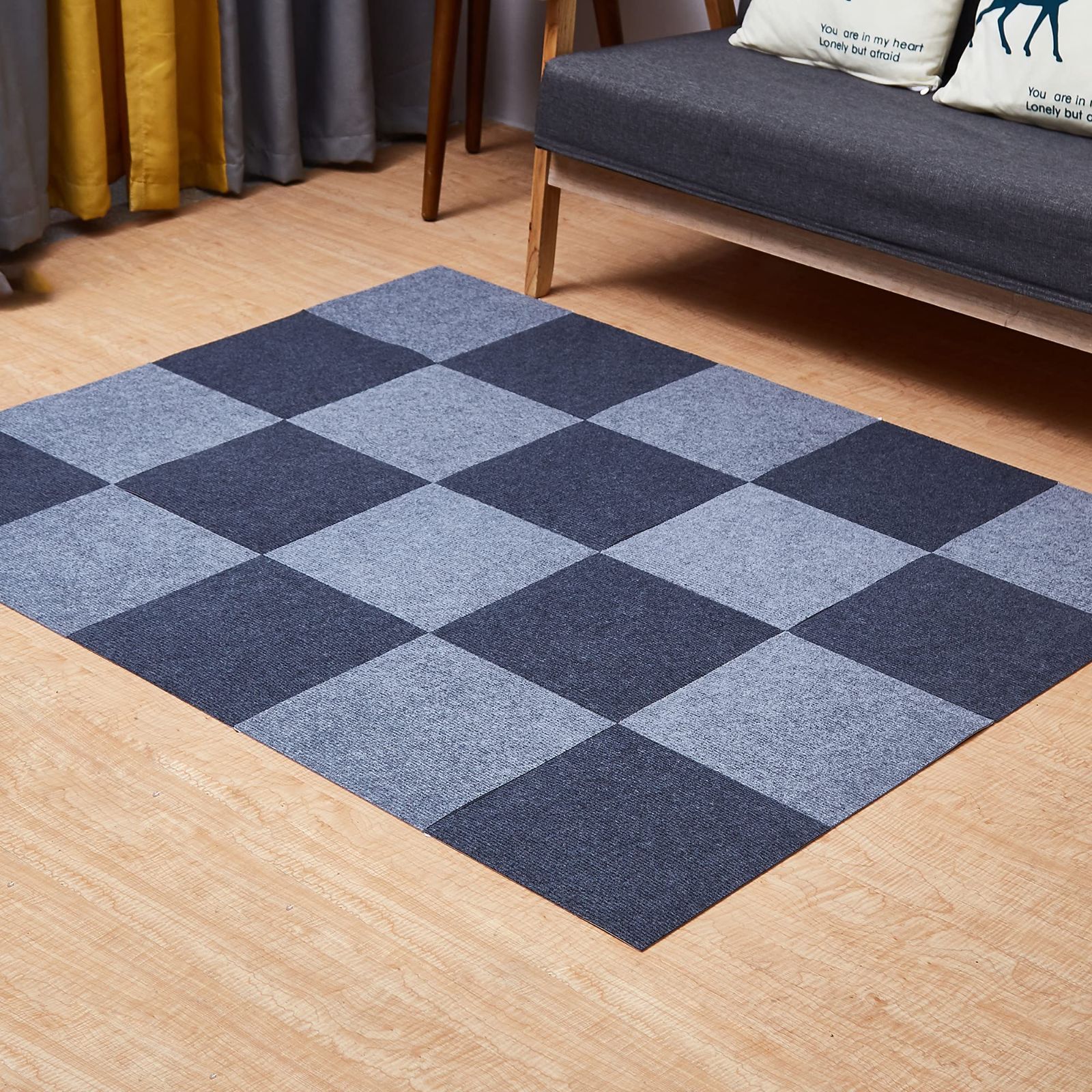 YOXU ジョイントマット タイルカーペット30*30cm 20枚セット ズレない 滑り止め 防音 手洗い/洗濯機対応 取り付け簡単 ペット 子供 ラグマット (ダークグレー＋ライトグレー)