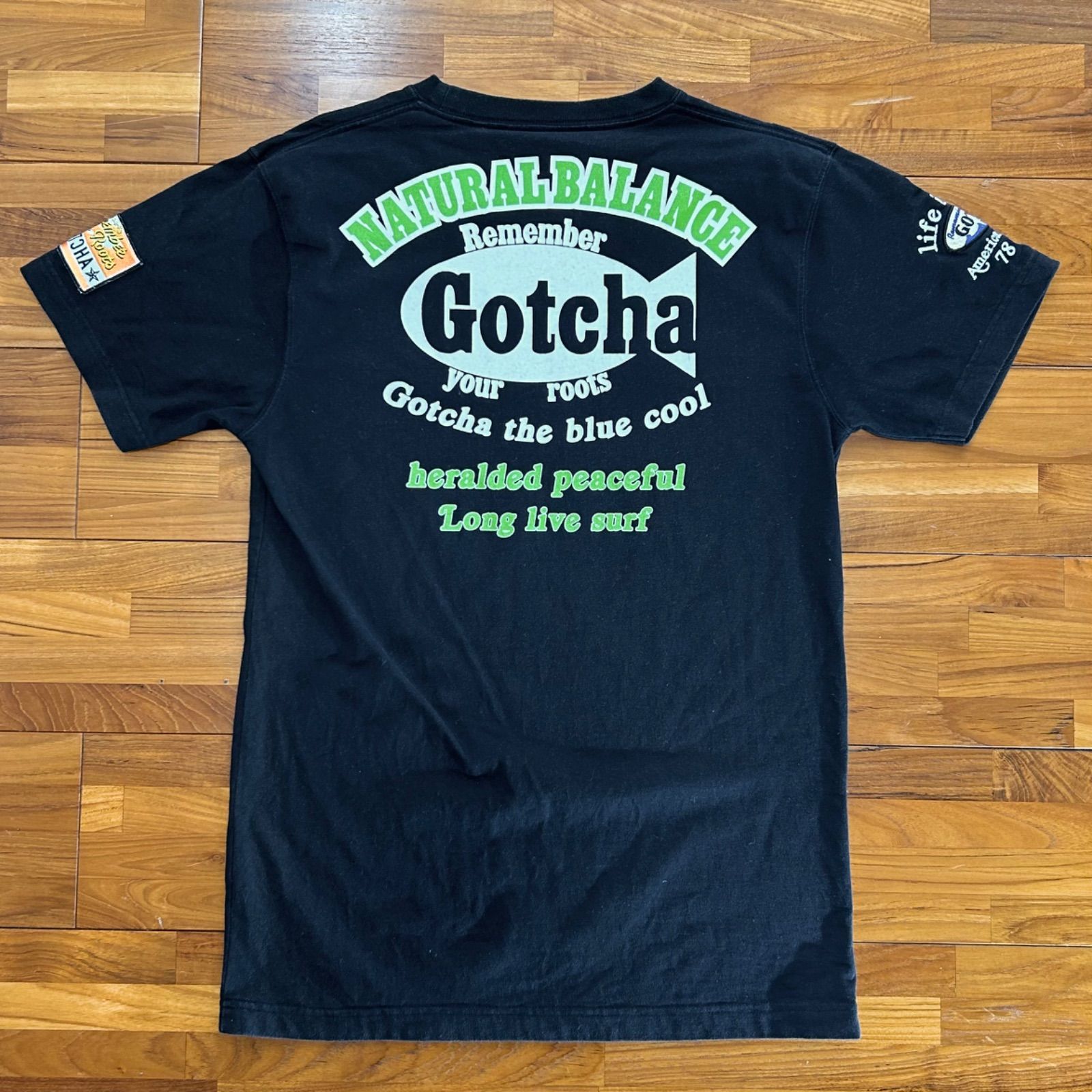 GOTCHA肉厚Tシャツ刺繍ロゴB系大XL黒ブラック古着