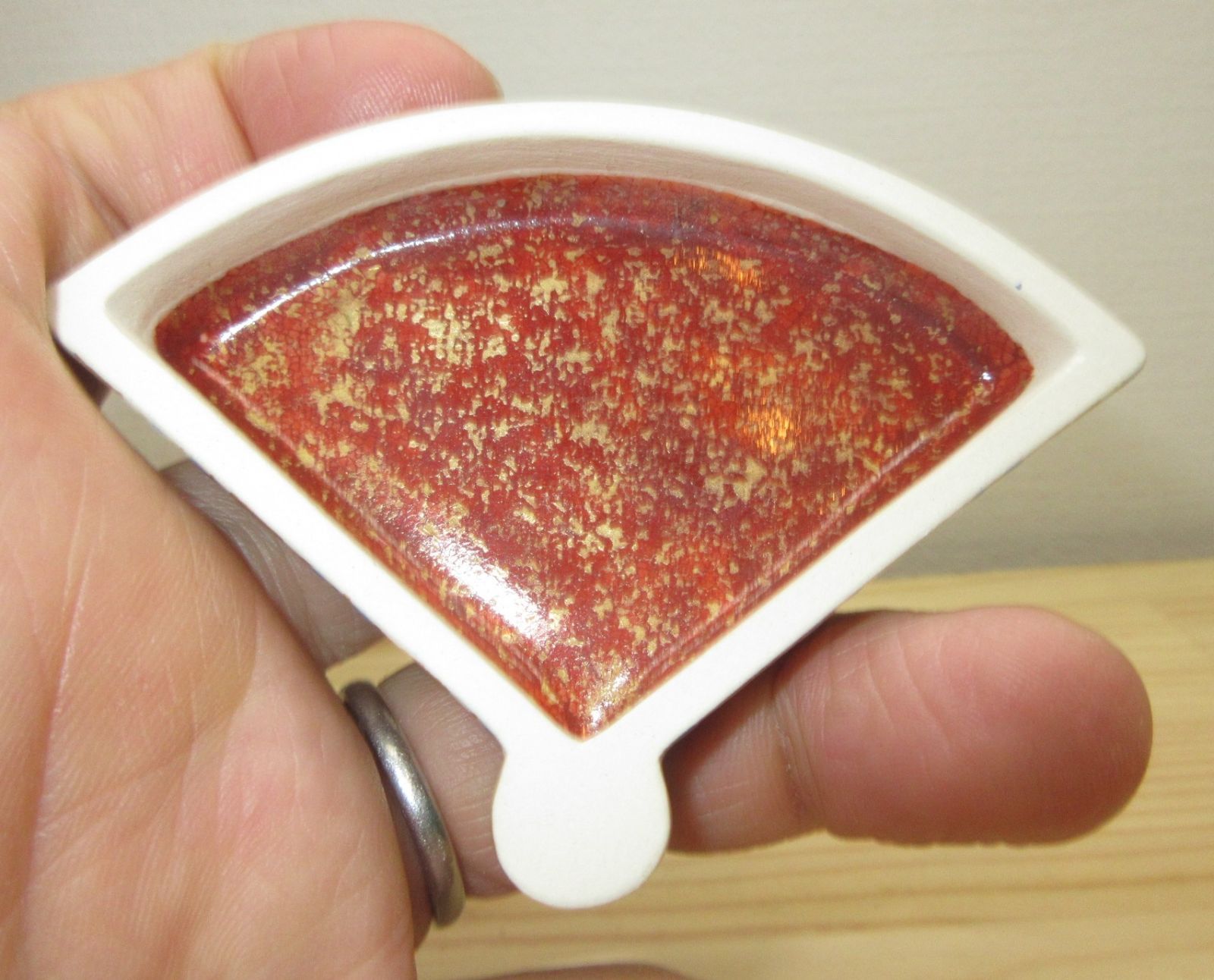 逢絢亭・新品】茶道具 香合 京焼 扇面香合 竹の図 手塚石雲 共