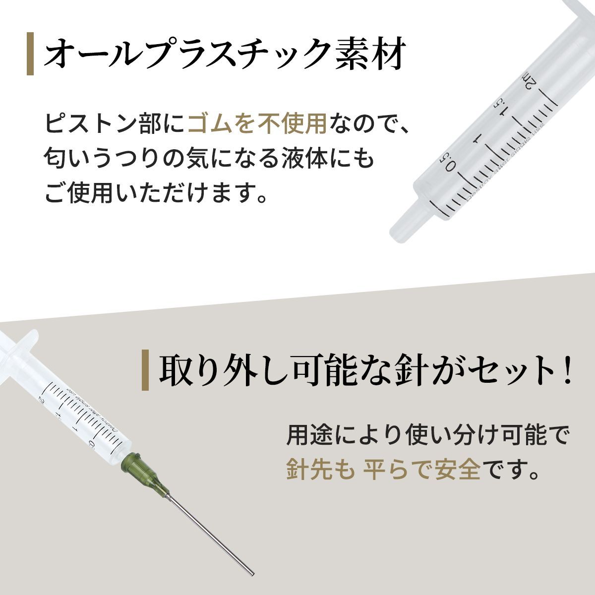 プラスチックシリンジ 2ml+14G針+安全キャップ3点セット100個※2794