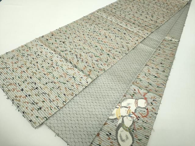 平和屋着物○蛍庵 初代田村成一 「田村屋」 網糸織 太鼓柄袋帯 六瓢