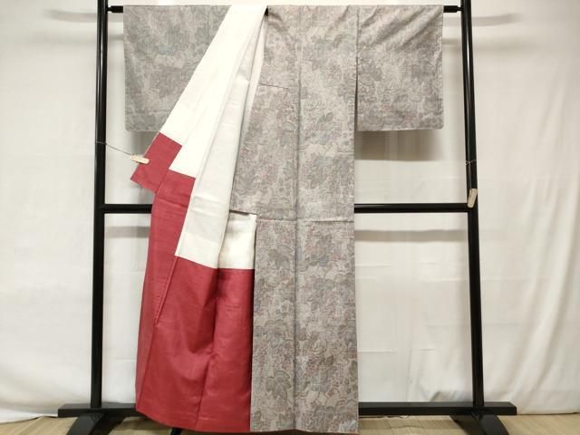 平和屋着物○本場染大島紬 市松蔦の葉文 正絹 逸品 AAAZ5091ph 平和