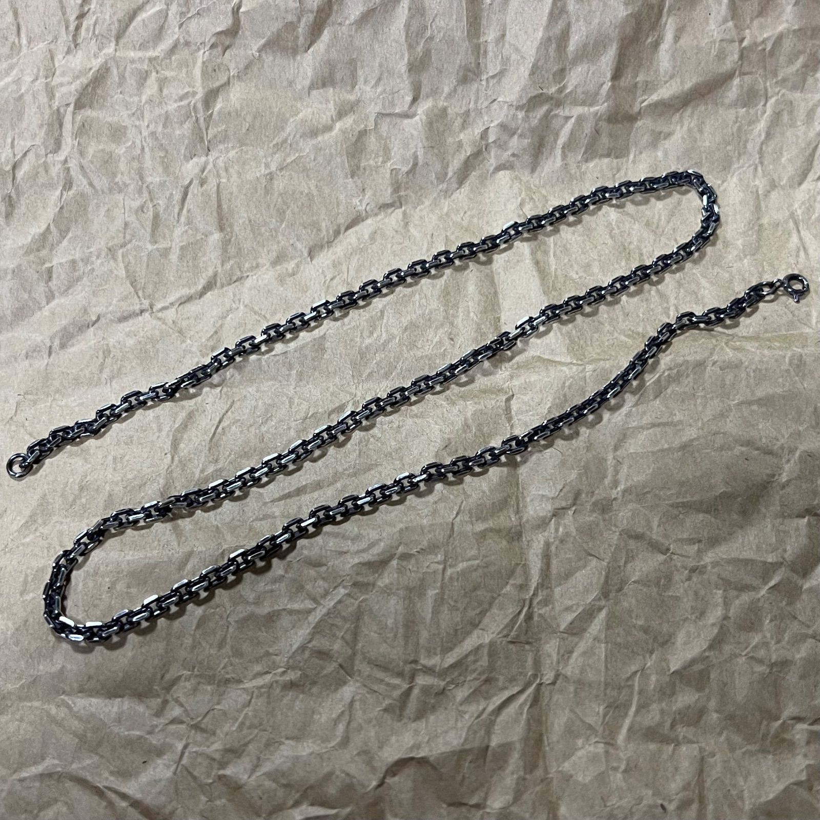 4面カット あずきチェーン 55cm 4mm 燻し 新品】4面カット あずき