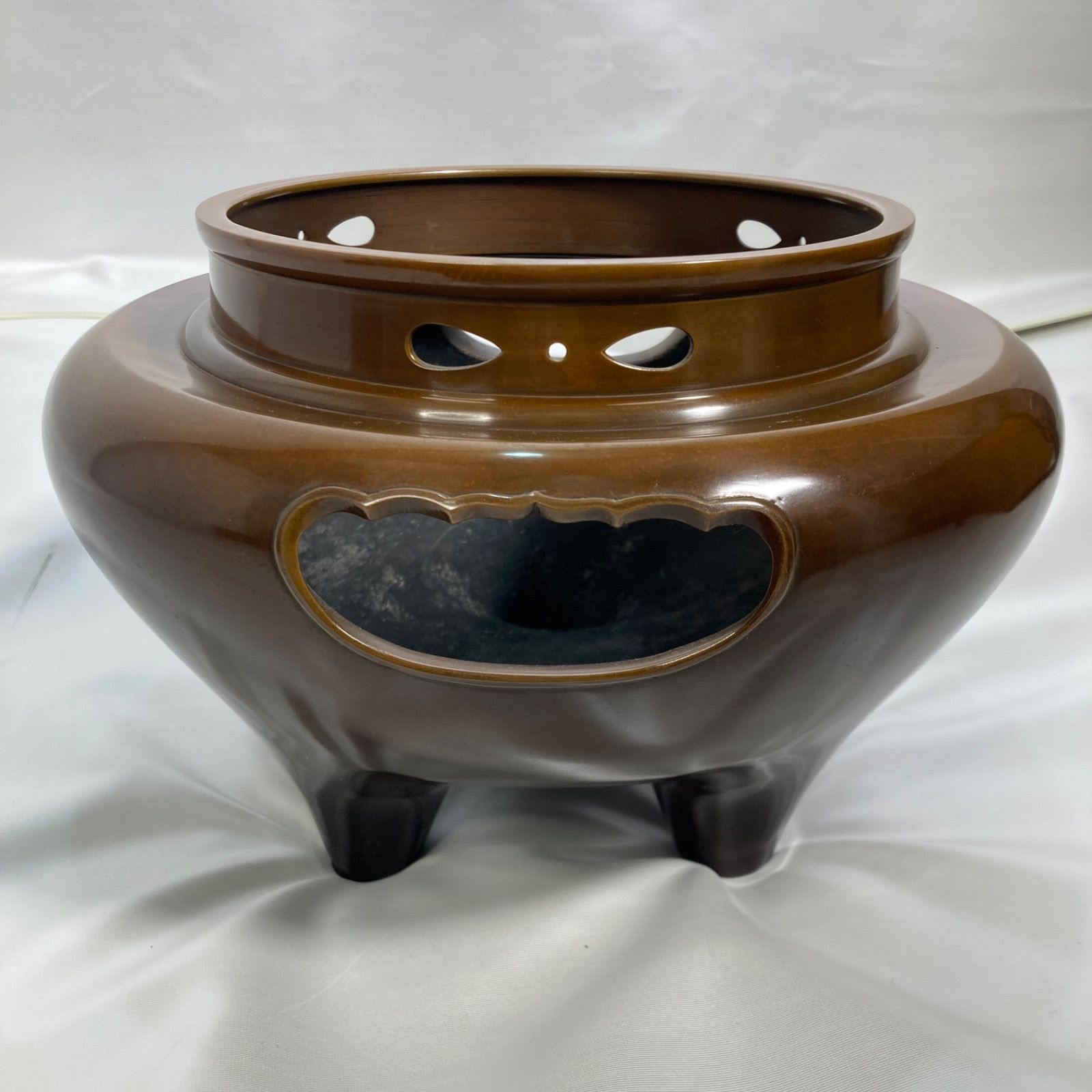 【茶道具】 唐銅朝鮮風炉釜 　 釜師　角谷莎村作　釜273 茶道具】 唐銅朝鮮風炉釜 釜師 角谷莎村作 釜273