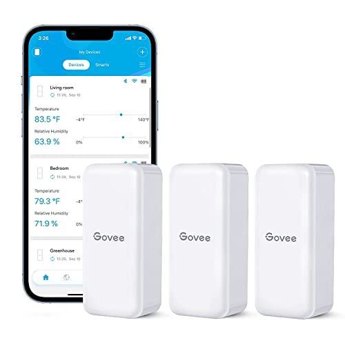 3 Govee Bluetooth 温湿度計 温度計 湿度計 デジタル ワイヤレス 高精度 乾燥対策 アラーム 異常通知 インテリア コンパクト センサー3つ つ インフルエンザ対策 温湿度管理 温室 地下室 爬虫類 室内用