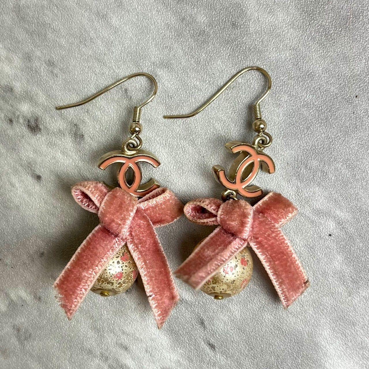 CHANEL シャネル ピアス リボン ピンク