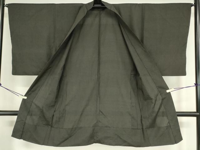 平和屋着物▽男性 長羽織 スリーシーズン春夏秋 塵除け 霞文 憲法黒茶色 正絹 DAAX3090az