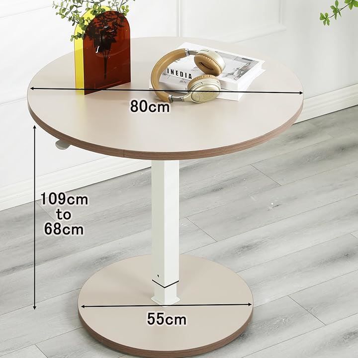 Suhapup 昇降デスク空気圧式 介護用ベッドテーブル 高さ調節 直径80cm ライザー オフィスデスク ホームオフィス 集中作業 立ち仕事 高さ68-109cm カーキ 80cm WWW_OLIVIERBERNSTEIN_COM