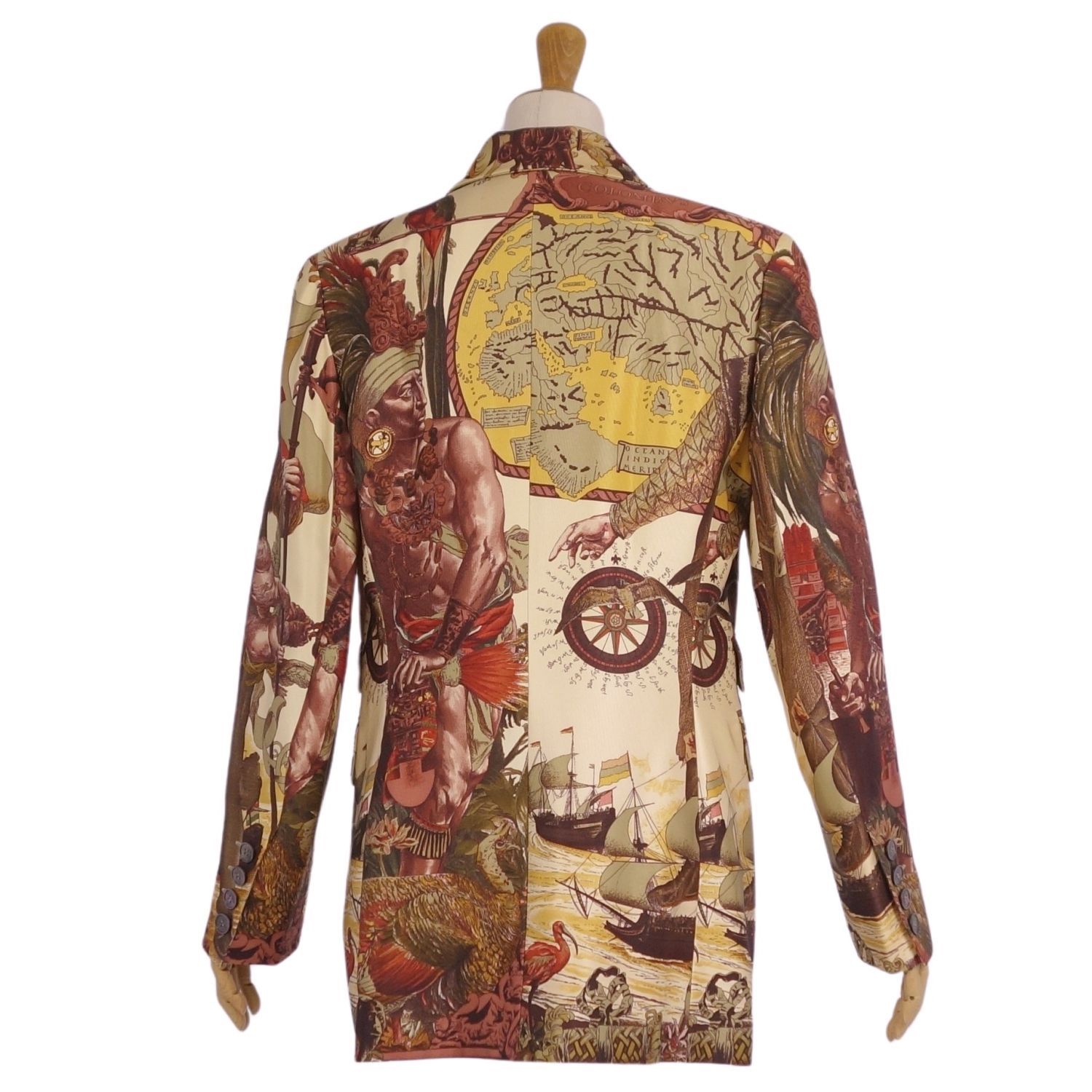 Vintage エルメス HERMES ジャケット テーラード 総柄 シルク ア