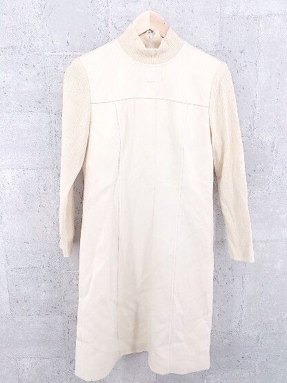 ◇ Courreges クレージュ 長袖 膝下丈 ワンピース 9AR ベージュ系 *  【1002799450874】