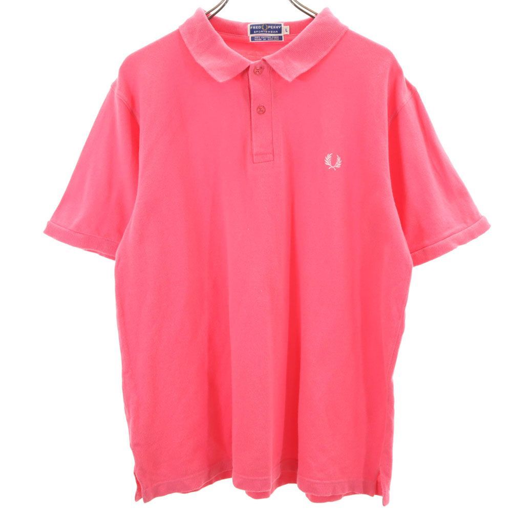 フレッドペリー イギリス製 半袖 ポロシャツ L ピンク FRED PERRY 鹿の子地 メンズ 古着 【240412】