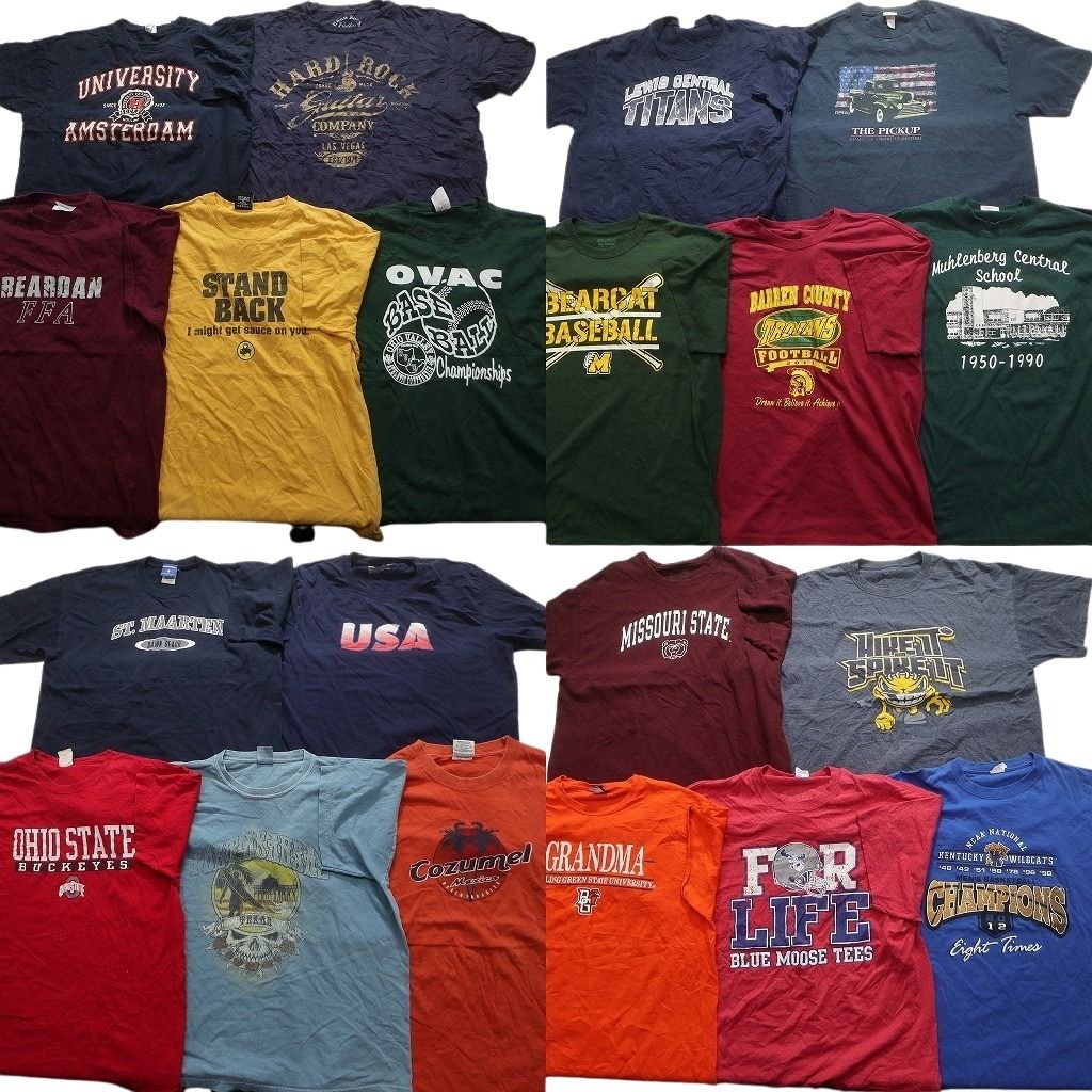 古着卸 mix プリント 半袖Tシャツ 20枚セット メンズ XL アーチロゴ USA カレッジ風 古着 NA0328