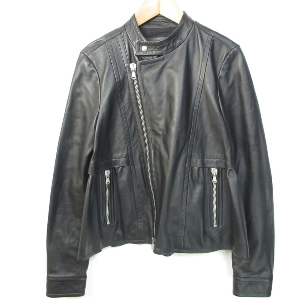 DIESEL BLACK GOLD ディーゼルブラックゴールド ラムレザー ダブルライダースジャケット ブルゾン サイズ38 ブラック レディース 古着